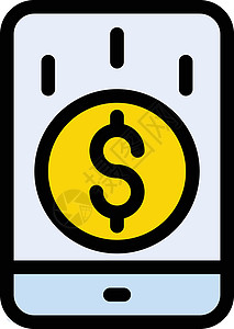 移动移动电话经济购物货币交易金融现金宝藏硬币财富插图背景图片