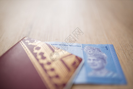 马来西亚国家银行 瑞典护照内一个林吉特纸条旅游卡片假期控制鉴别世界移民货币海关旅行背景