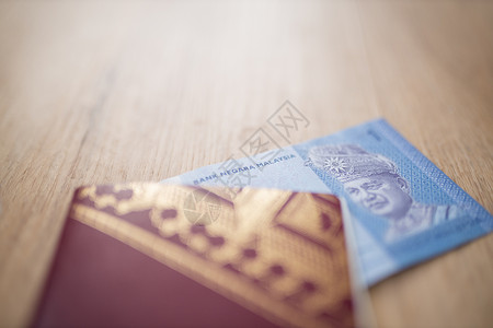 马来西亚国家银行 瑞典护照内一个林吉特纸条游客公民签证卡片控制国家世界旅行货币旅游背景