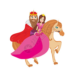 沙皇马上的王后和王后 - 孤立插图插画