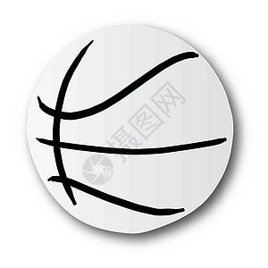 篮球横幅黑线手画的篮球球在纸上 带沙多的剪纸上设计图片
