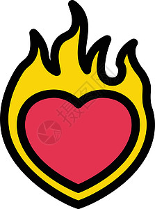 黄色火焰火灾创造力力量活力炙烤黄色浪漫标识艺术烧伤插图插画
