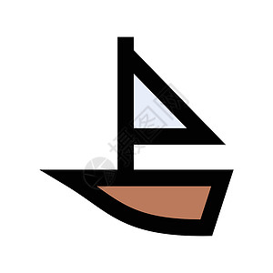 渔船图标船舶海洋海浪黑色游戏运输渔船游艇旅行航海插图插画