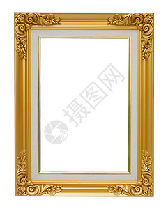 古色古香的金色复古框架豪华孤立的白色背景边界财富装饰品艺术工作室绘画风格雕刻金子正方形背景图片
