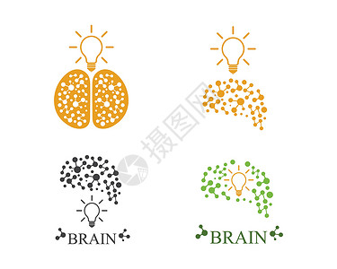 大脑灯泡标识大脑与灯泡图标标志向量的想法和薄插图商业知识分子知识智力标识思考风暴器官原子设计图片