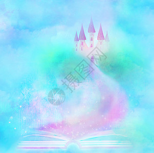传说中的神奇世界 从书中诞生的童话城堡建筑学紫色艺术故事寓言艺术品插图绿色建筑小说背景图片