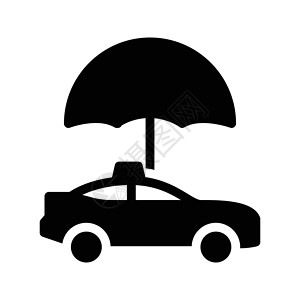 汽车网络安全伞式雨伞黑色车辆街道运输网络安全旅行标识机器民众插画
