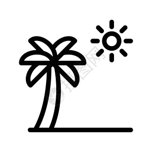 棕榈叶子太阳插图植物热带椰子黑色海洋天堂假期背景图片