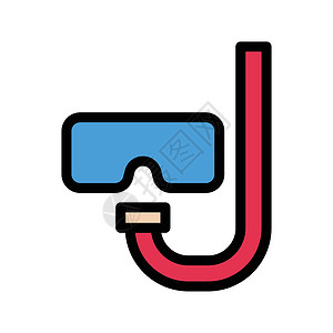 红蓝眼镜潜水海洋白色面具运动闲暇游泳潜水员插图旅行网络插画