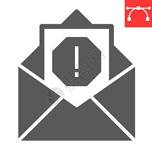 木马邮件电子邮件病毒字形图标 安全和邮件 垃圾邮件符号矢量图形 可编辑笔划实体图标 eps 10设计图片