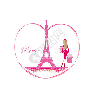 巴黎卡妇女购物背景图片