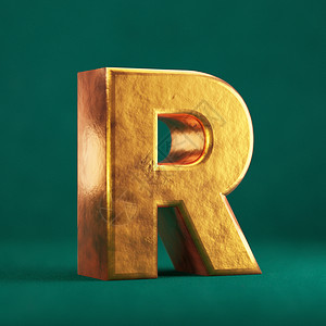金色字母RFortuna黄金字母R 在潮水绿化背景的大写字母R背景