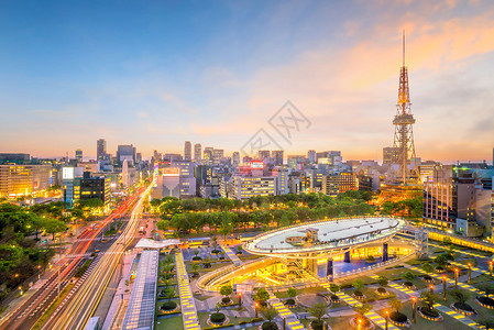 日本名古屋市中心天际旅游地区建筑学全景风景建筑旅行场景天线市中心背景图片