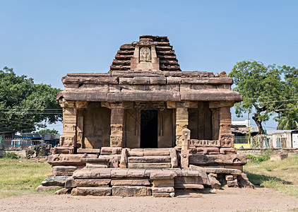 古印度8世纪古代雕刻的艾霍耳石庙 卡纳塔克 In背景