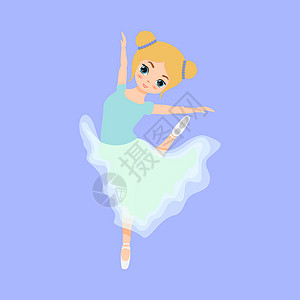 穿短裙的女孩可爱的小芭蕾舞女郎 穿蓝礼服的芭蕾舞女郎设计图片