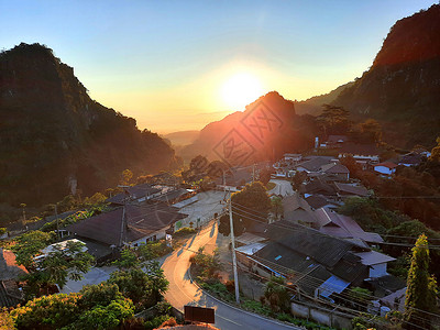 平米村山上日出 泰国清莱高清图片