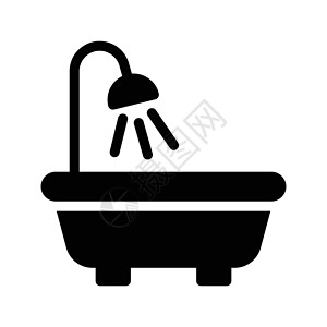 浴缸龙头淋浴网络浴缸房子插图艺术管道卫生浴室龙头标识插画