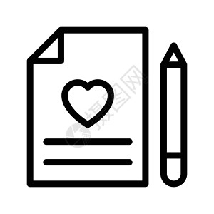 文件编辑写作中风笔记本爱情图标恋情爱心铅笔床单背景图片