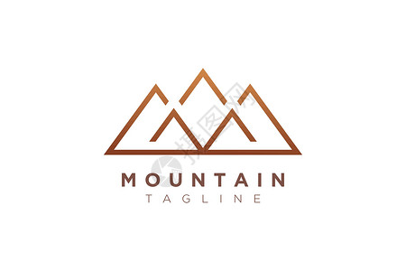 山的设计素材极简主义和简单的山矢量设计 图标 徽标 标签 商业品牌模板野营地形太阳顶峰海浪高度三角形勘探假期旅游插画