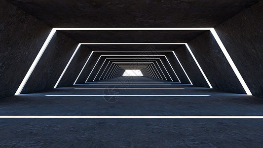 3d 在大大厅中抽象化 六边形走廊反射科学房间插图墙纸激光隧道技术地面背景图片