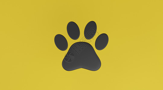 黄色背景上的黑爪印图 狗或猫爪印图 Anim小狗脚趾邮票卡通片小路黑色兽医插图人行道野生动物背景图片
