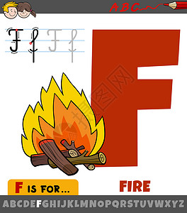 带卡通火的字母字母F高清图片