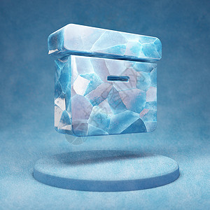 存档图标 蓝雪讲台上破裂的蓝冰档案符号背景图片