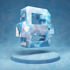 打印机图标 蓝雪讲台上破裂的蓝色制冰机符号背景图片
