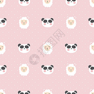 卡片和衬衫设计的小可爱熊猫无缝图案 它制作图案矢量卡通片织物野生动物插图打印婴儿墙纸孩子动物纺织品背景图片