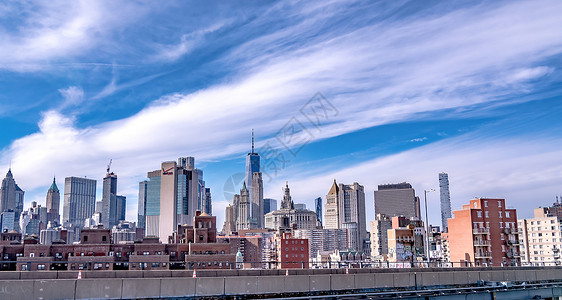 看着新纽约市曼哈顿的天线街道大楼摩天大楼建筑物办公室地标景观旅行日落城市第五大道高清图片素材