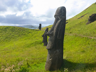 摩星岭复活岛神像雕像旅行平台雕塑光束摩艾矿渣史诗法力力量雕刻背景