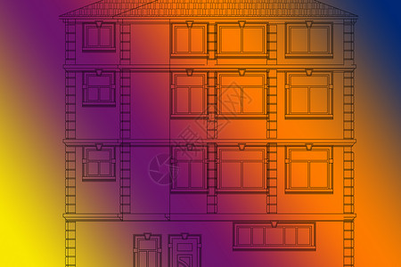 具有五彩背景的建筑立面图图片