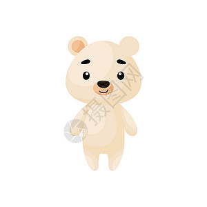 北极熊宝宝白色背景上可爱的小北极熊 儿童卡片的卡通动物角色婴儿送礼会海报生日邀请服  Ecartoon 风格的鲜艳的幼稚矢量插图插画