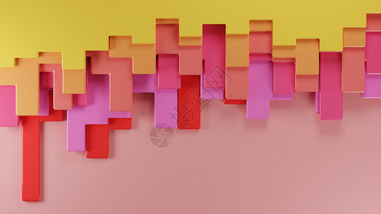 柔和颜色的几何滴层 抽象概念背景 数字 3D 渲染背景图片