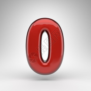 白色背景上的数字 0 具有光滑金属表面的红色汽车油漆 3D 数字背景图片