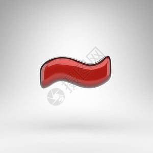 白色背景上的蒂尔达符号 具有光滑金属表面的红色汽车油漆 3D 标志背景图片