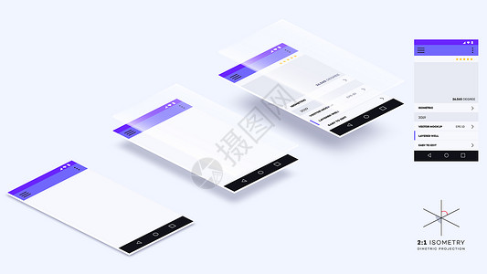 空的等距移动应用程序页面 移动应用程序展示的矢量样机页数手机投影屏幕设计电话陈列柜小样空白技术背景图片