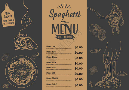 意大利面菜单意大利面条 向量传单午餐食物美食盘子桌子小册子标识烹饪火焰设计图片