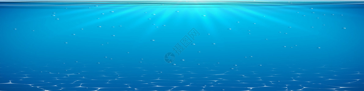 阳光线海洋景观逼真的水下背景阳光蓝色气泡水线太阳海滩射线液体天空潜水插画