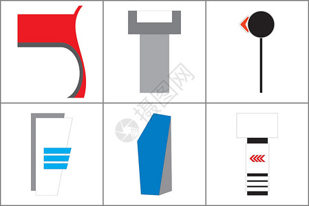 标牌设计素材外部和内部寻路标牌系统框架地面设计办公室安装纪念碑工厂展示警告图腾插画