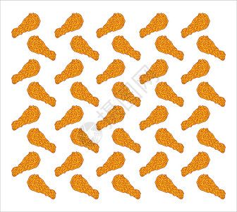 炸鸡肉 快餐菜单设计元素海报厨房美食烹饪酒吧午餐传单篮子食物收藏插画