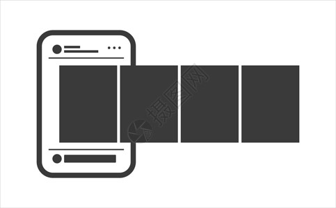 社交媒体移动应用程序页面模板 轮播帖子正方形概念手机摄影视频丝带空白插图照片屏幕背景图片