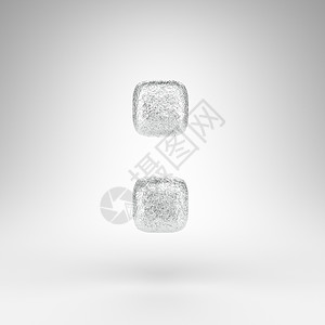 白色背景上的冒号符号 具有光泽金属质感的折痕铝箔 3D 标志背景图片