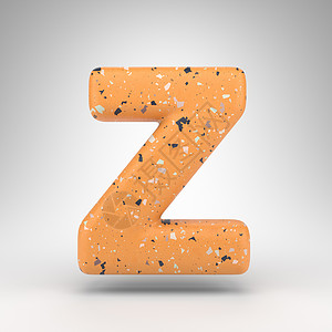 白色背景上的字母 Z 大写 带有橙色水磨石图案纹理的 3D 字母背景图片
