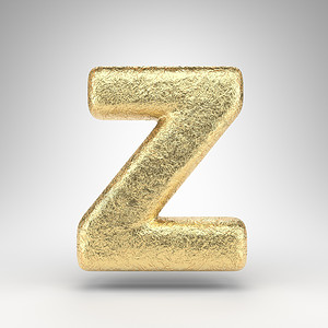 白色背景上的字母 Z 大写 具有光泽金属质感的折痕金箔 3D 字母背景图片