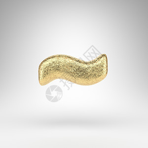多嘴的白色背景上的蒂尔达符号 具有光泽金属质感的折痕金箔 3D 标志背景
