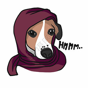 杰克罗素狗戴围巾盖头卡通矢量它制作图案插画
