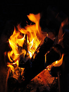 夜间的营火中火焰余烬烧伤日志燃烧字符煤渣娱乐野餐壁炉橙子背景图片