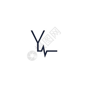 字母 Y 图标徽标 加上脉冲图标设计背景图片