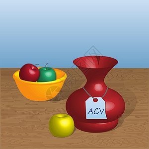 苹果酒釉苹果醋和苹果消化养分饮食插图瓶子美食食物节食原料平衡设计图片